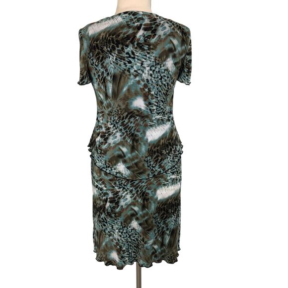 Connected Apparel Soft Accordion Shift Dress Midi V Neck Lagenlook Size 16 - Picture 2 of 10